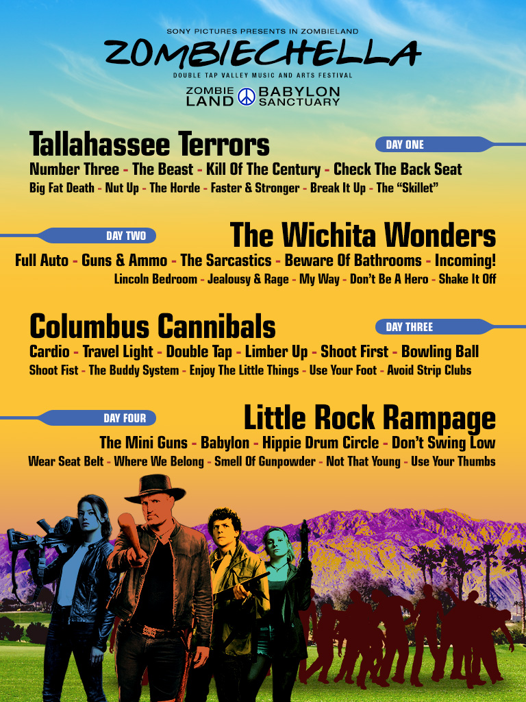 Zombieland Double Tap On Twitter Zombiechella 2020 Lineup Announced