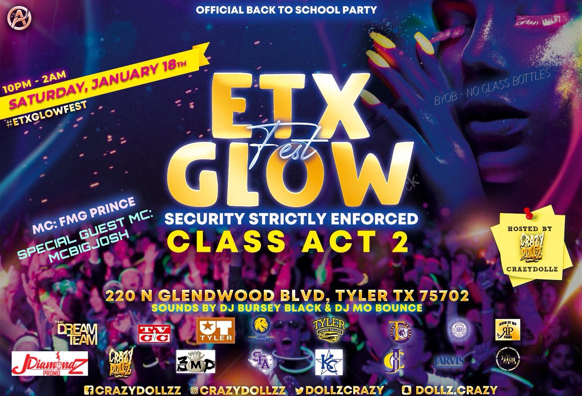 JDiamondZPromo's tweet photo. #ETXGLOWFEST

@DjBurseyBlack X @djmobounce 

THE OFFICIAL SPRING SEMESTER BACK 2 SCHOOL BASH

BEAT US THERE DONT MEET US THERE https://t.co/3noRYnyKMw