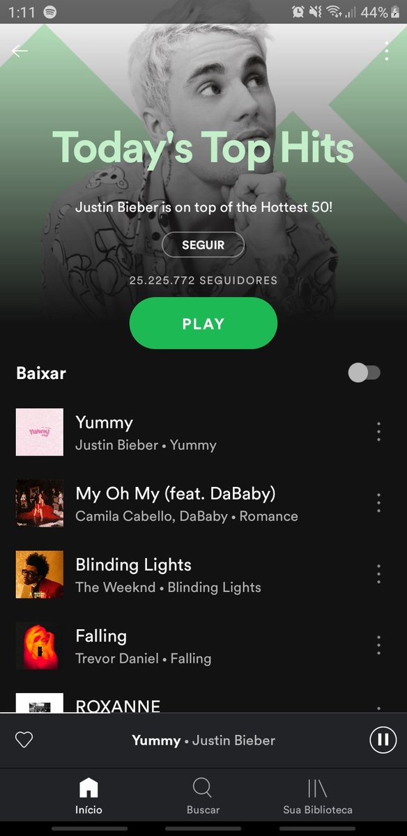 jdrewbcompany's tweet image. Faz 12 minutos que ele lançou a música é já está na 1° colocação do top hits do spotify
Olha aclamação aí  @justinbieber  #YummyOutNow