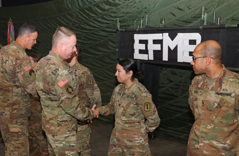 USArmyEURAF's tweet photo. Medics from across the 30th Medical Brigade, @21stTSC earned the Expert Field Medical Badge in Kaiserslautern, 🇩🇪 Germany. The EFMB is the U.S. Army's most prestigious medical peacetime badge with a historical pass rate of 17-18 percent. 👏 👏 👏 #StrongEurope https://t.co/tbCaW5c1dp