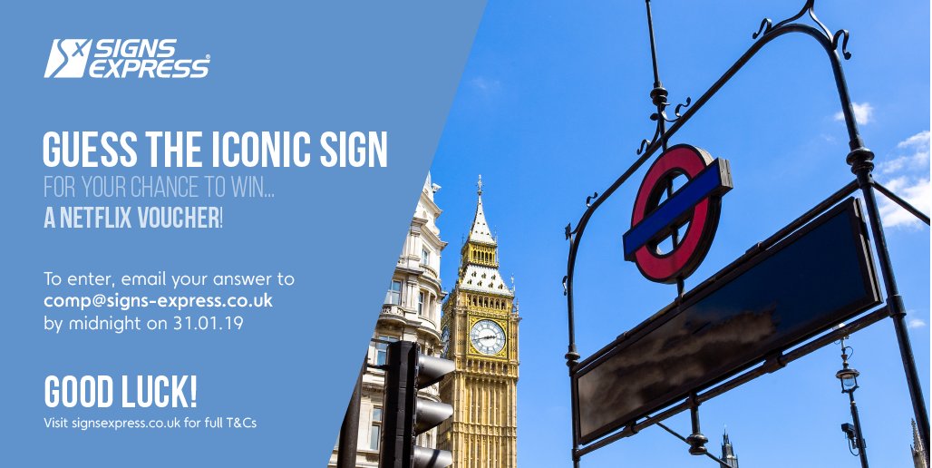 SX_Hull's tweet photo. This year, we've put together 12 renowned signs for our competition, with a fantastic prize to be won each month. We're kicking off the new year with a truly iconic sign... Guess the sign and email your answer to comp@signs-express.co.uk &amp; you could win a Netflix voucher! https://t.co/f3v46gGeZQ