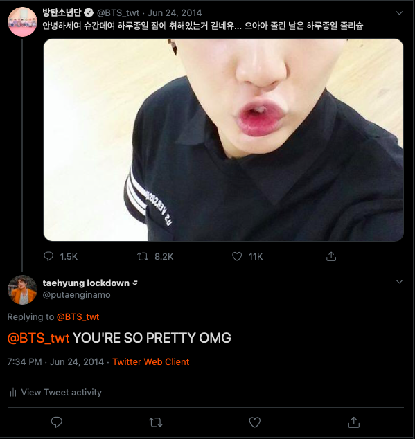 putaenginamo's tweet photo. Pretty sure i had more tweets waaay earlier than this but this is what i found to be #MyFirstBTSReply hahahaha it's a yoongi selca way back in 2014 😂 https://t.co/XSWHMs0P4N