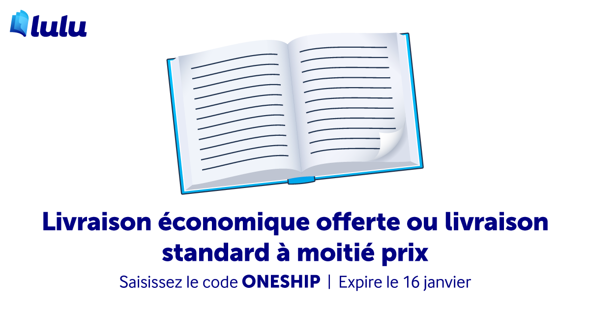 Bonne année ! 

Démarrez le nouvel an avec une grosse remise sur vos frais de port ! Bénéficiez de la livraison économique offerte ou la livraison standard à moitié prix lors de votre prochain achat sur Lulu ! buff.ly/35YpLrb