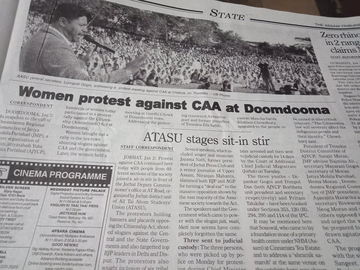 SIANG16's tweet photo. When'll d government let the people start working and earn their bread? Today is already the third day of the new year and my #Axomiya brothers and sisters are out on the streets, protesting against #CAA. Who ll give 'patta' to their protests? I wait with bated breath. #saveAxom https://t.co/sReRj0jXhs