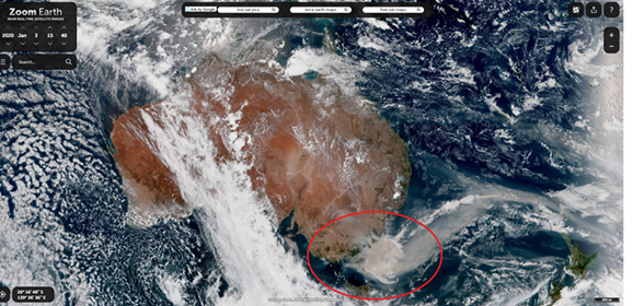Melodatron's tweet photo. CW: Bushfires

In case you missed it, the bushfires in Australia are catastrophic, causing their own weather patterns and making the air over 200km (125 miles) away hazardous to breath. https://t.co/JDwvOzyaxz