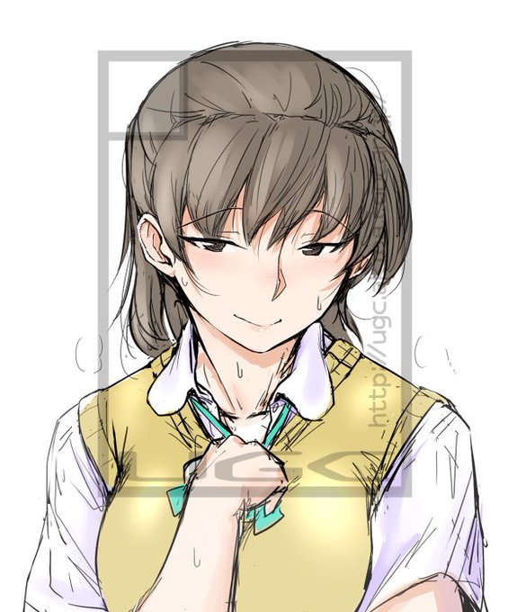 コミケカット下書き塚原先輩。5月って衣替え前ですよね。でも暑いはず。リボンは黒の方が…そうかそうしよう。 