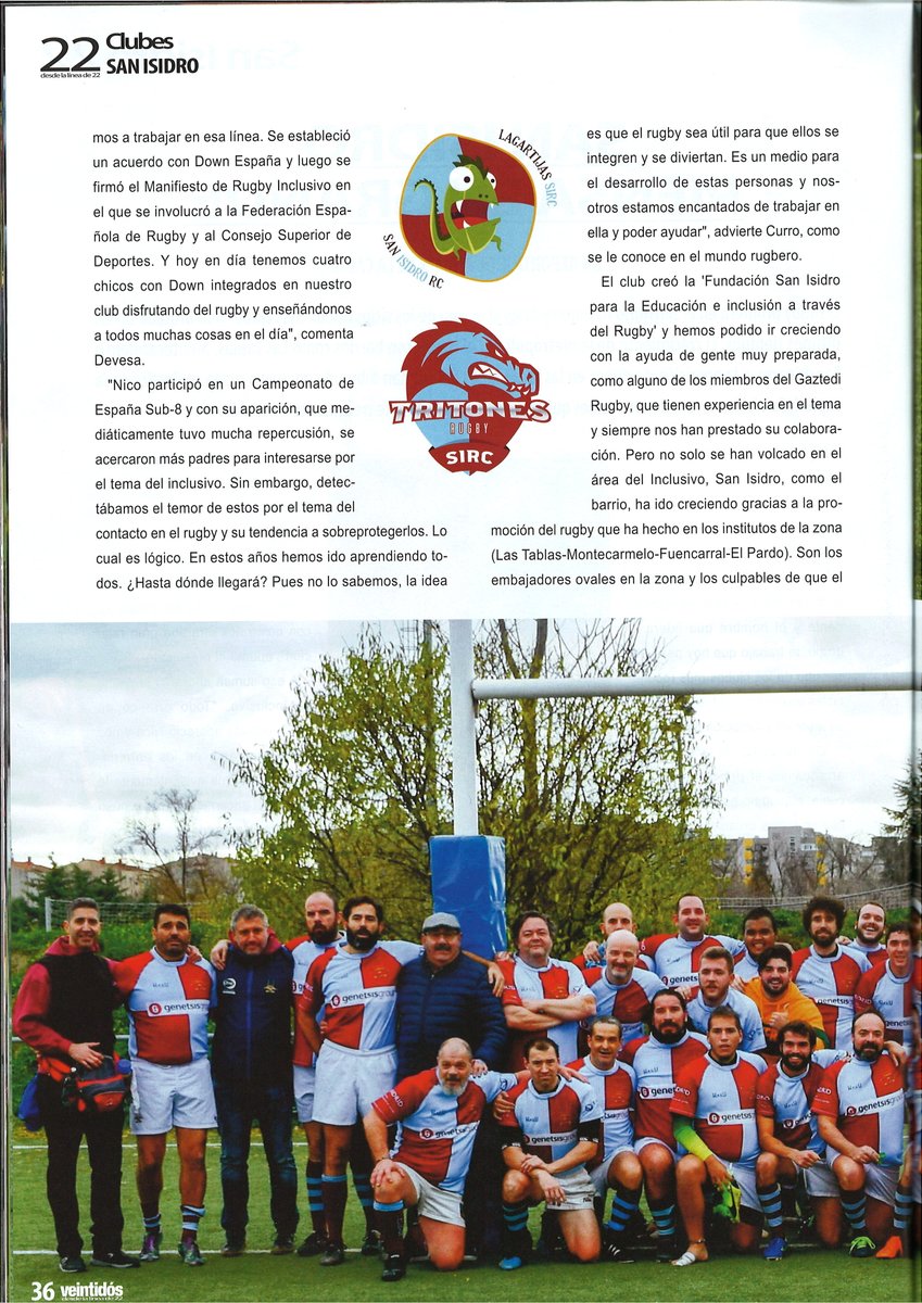 sanisidrorugby's tweet photo. Reportaje en la revista más prestigiosa del rugby nacional @veinti2 escrito por @FermindelaCalle, reflejo de lo conseguido por el compromiso y esfuerzo de todos los que, día a día, trabajan en y por el Club. #fuencarralrugby #fuencarral #sanisi @JMDFuencarral @fuencarralpardo https://t.co/PUOSjPaGjI