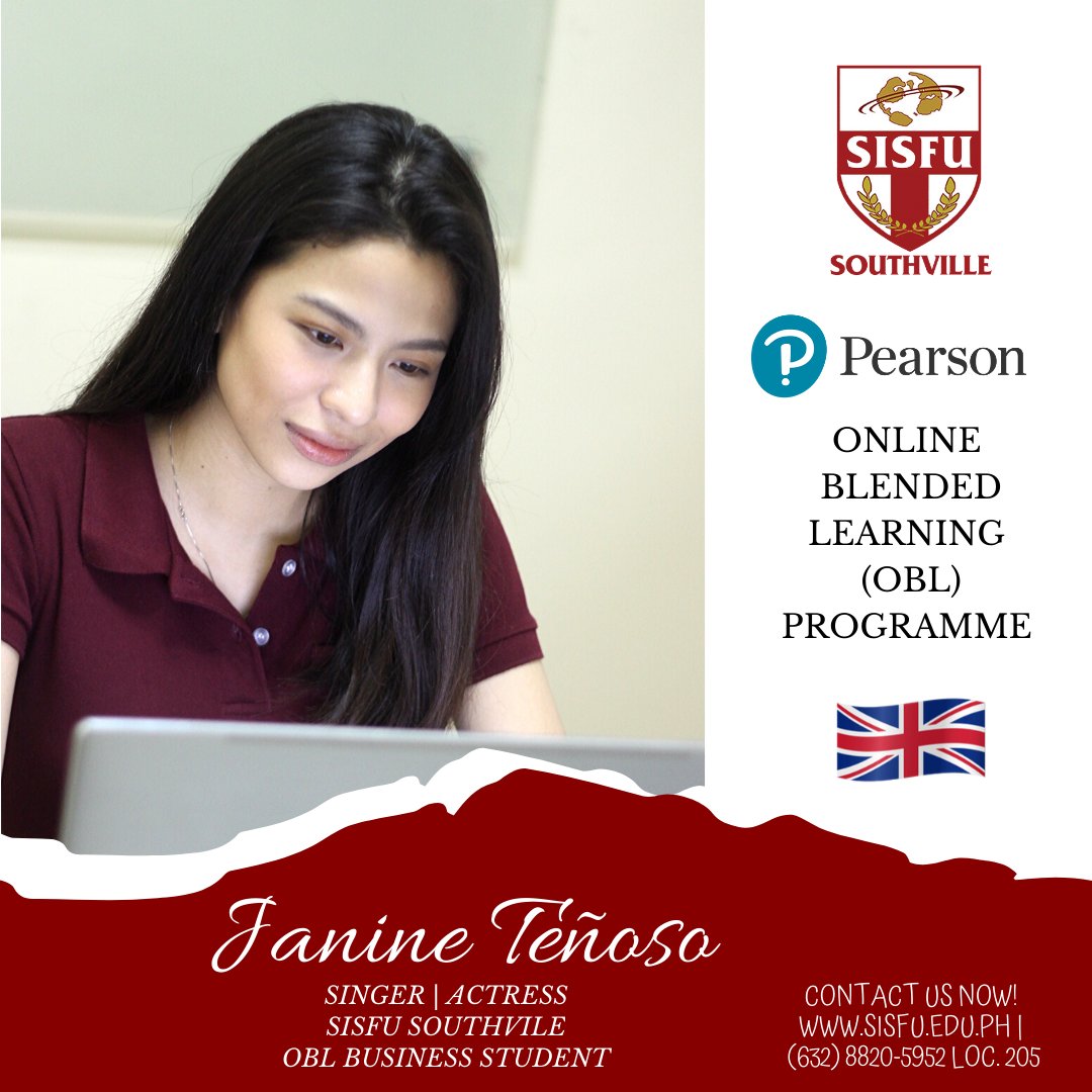SISFUph's tweet photo. Janine Teñoso, Singer | Actress | SISFU-Southville OBL Student.
#SISFUReachHigher #SISFUSouthville #OnlineBlendedLearningProgramme #HigherNationalDiploma #UKDiploma #PearsonUK https://t.co/8vGqJE8UWl