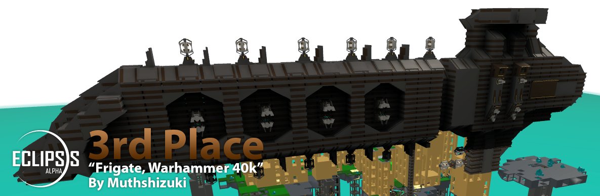 EclipsisGame's tweet photo. 🎉Check out the winners of our latest build contest!

🏆1st "Warhammer 40k" by Pro416 and @RPigowl
🏆2nd "Millennium Falcon" by rosariobono and Chonoes
🏆3rd "Frigate, Warhammer 40k" by Muthshizuki
🏆4th "U.S.S. Bruh" by @TheFatPurplePi1

Got your own cool creations? Post below! https://t.co/SWjAp2oOJ0