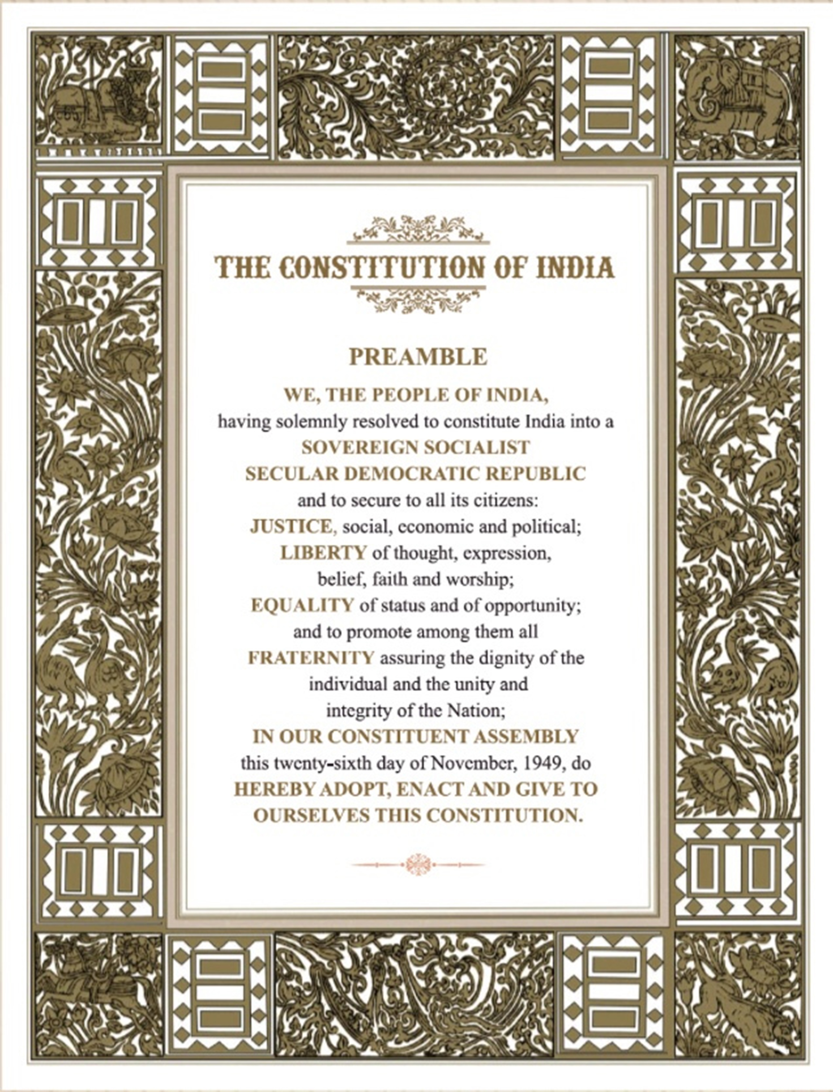 AIMIM on Twitter: "The Preamble of the Constitution of India in English,  Hindi, Urdu and Telugu. https://t.co/eFO4leI3f3" / Twitter