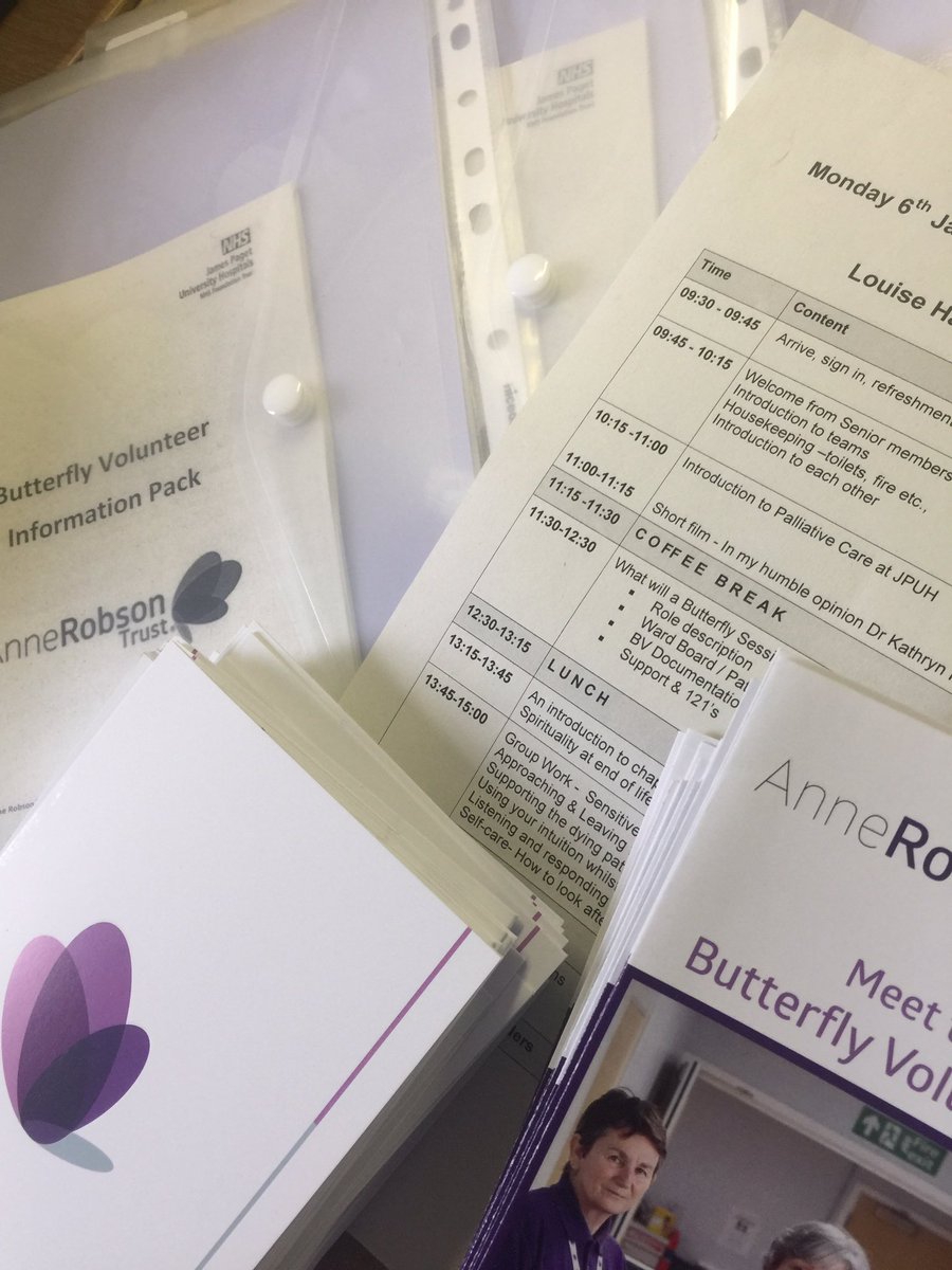 All ready for Monday 6th January 2020 and the 2nd training day for our <a href="/AnneRobsonTrust/">Anne Robson Trust</a> <a href="/JamesPagetNHS/">JPUH NHS FT</a> #ButterflyVolunteers 🦋#NoOneShouldDieAlone 💜