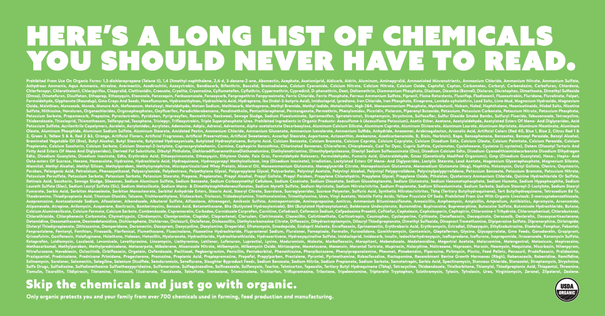 onlyorganic's tweet photo. It’s a New Year! Commit to skipping the 700 chemicals allowed in conventional food production in 2020! This year, just go with organic! https://t.co/ztN8RBZpz6 #skipthechemicals https://t.co/BFkdjLIpo4