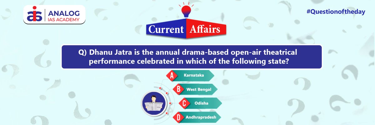 ANALOG_IAS's tweet image. A quiz per day keeps UPSC Prelims tension away! Have you taken your daily dose of quiz today??

Do you have the enthusiasm to attempt more questions like this? To attempt the Daily Current Affairs Quiz (03.01.2020)

Log on to - bit.ly/35nTitb

#upsc #Prelim2020 #IAS #IPS