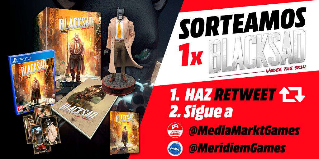 MediaMarktGames's tweet photo. 🔎SORTEAMOS 1 #BlacksadUndertheSkin COLLECTOR EDITION PS4🕵️♂️

¿Vas a dejar escapar esta pedazo edición?��

1⃣Dale RT🔍
2⃣Sigue a @MediaMarktGames y @MeridiemGames

¿Lo quieres ya? aquí lo tienes👉https://t.co/KlM8aujTEo
Hasta el 6/1 #Sorteo BBLL⚙️https://t.co/TxN2arp19k https://t.co/OuX2Il9B1Y