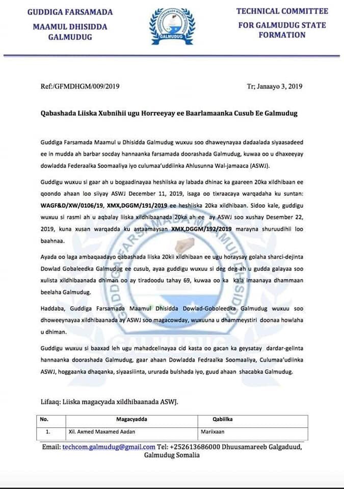 somelections's tweet photo. Akhriso: Liiska xildhibaannada Ahlu Sunna ee Guddiga Doorashada Galmudug qabteen https://t.co/wzXl28f7sV