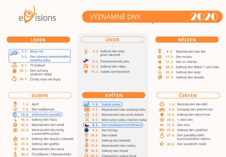 Jan_Kvasnicka's tweet photo. Markeťáci, e-shopaři, @eVisionscz (děkuji moc!) i letos udělali Marketingový kalendář 2020. Přehled svátků, událostí a speciálních dnů roku na které můžete připravovat své kampaně. U mých klientů to využíváme každý rok, doporučuji kouknout! 
https://t.co/OhhWz96rgp 
#marketing https://t.co/a5XPNDYmxB