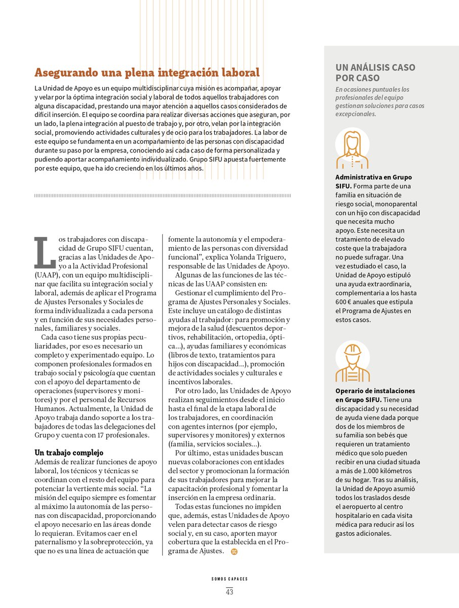 grupo_sifu's tweet photo. ¿Conoces la labor que realizan las UAP para asegurar la plena integración sociolaboral de las personas con #discapacidad que trabajan con nosotros?

Descubre la misión de este equipo multidisciplinar en el artículo de la revista Somos Capaces de #FundaciónGrupoSIFU https://t.co/tlxUOdbvAi