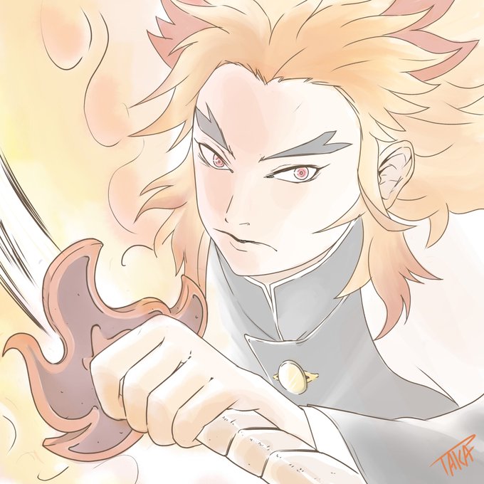taka.studio@名古屋のイラストレーターさんがTwitterに投稿した煉獄杏寿郎(鬼滅の刃)のイラスト。