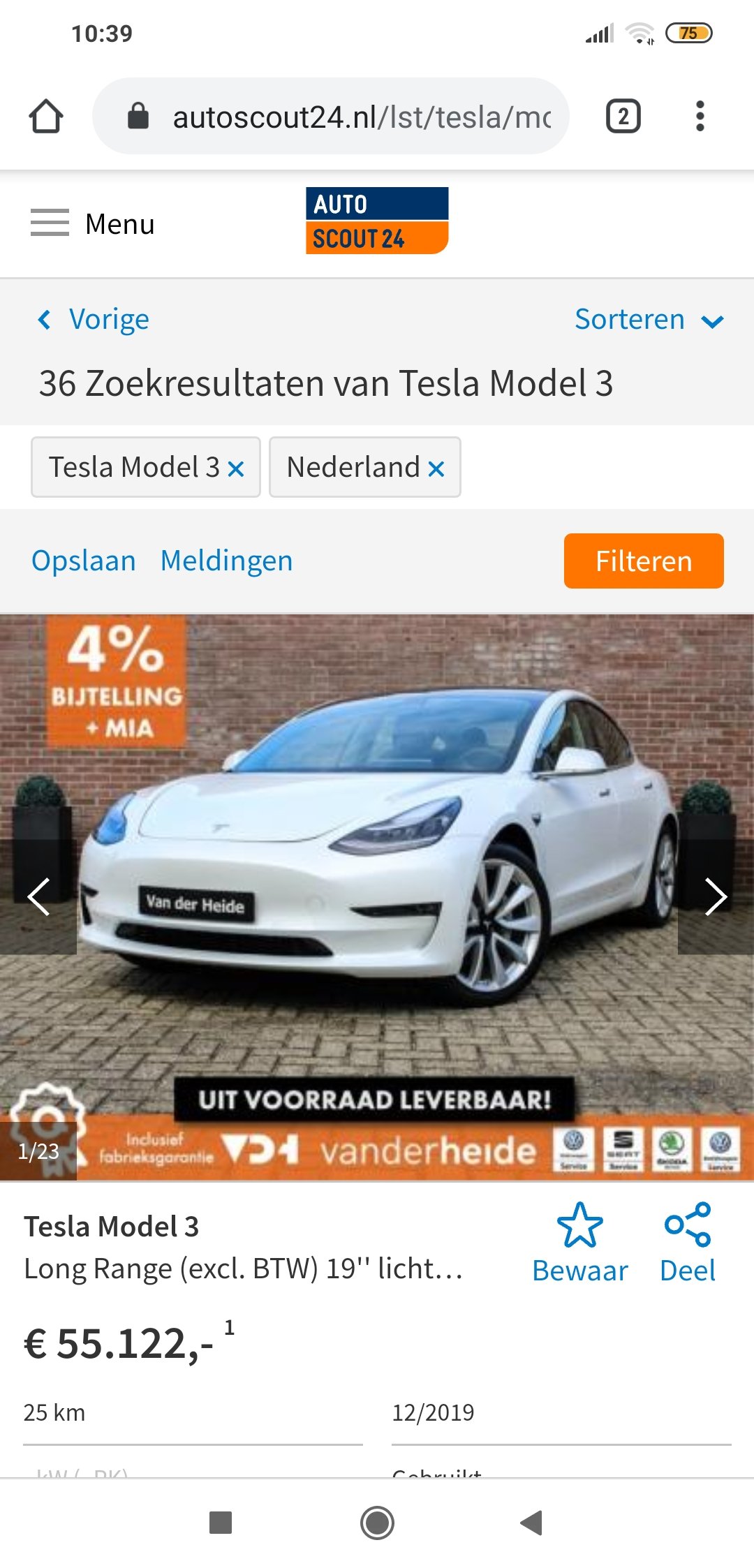 Waakzaamheid Demonstreer wenkbrauw Dirk Saenen on Twitter: "In Nederland gelijkaardige cijfers. Op #Autoscout  staan van de 29.997 #Tesla Model3 er 36 te koop. 0.12%. Van de #Audi E-tron  staan er 292 van de 4336 te