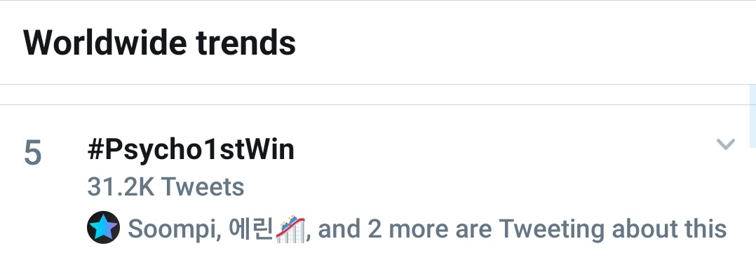 ohjoyth's tweet photo. ตอนนี้ #Psycho1stWin ติดเทรนด์โลกอันดับ #5 และเทรนด์ไทยอันดับ #1 ค่ะ🥳

#RedVelvet @RVsmtown https://t.co/OH05q2Z8qK