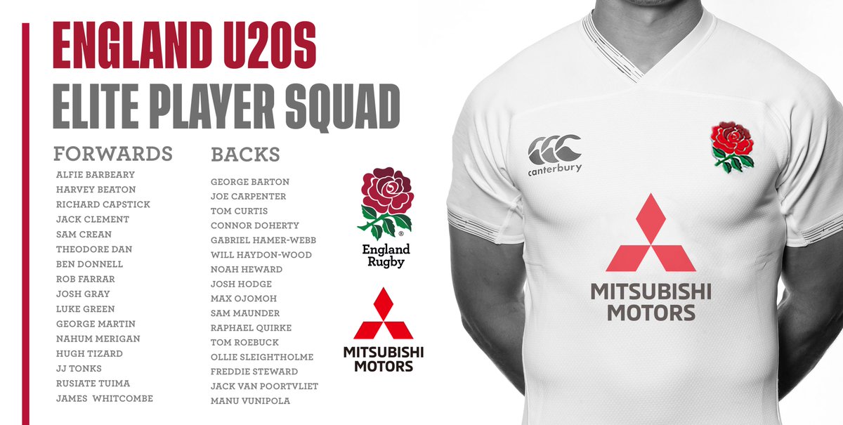 Squad announcement | England men U20s 🌹

Head coach Alan Dickens has named his 32 player squad for the U20 Six Nations Championship. 

Find out more ➡️ bit.ly/2QjR4Xx