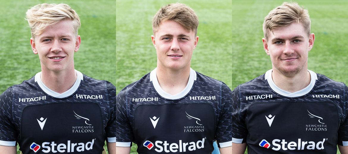 Newcastle Falcons' Josh Hodge, Will Haydon-Wood and Rob Farrar (left to right in pic) have been named in England Under-20s' Elite Player squad for 2020. Congrats, lads! newcastlefalcons.co.uk/news/story/Fal…