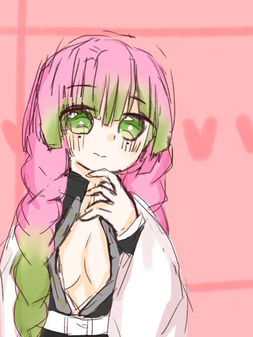 あおくまさんがTwitterに投稿した甘露寺蜜璃(鬼滅の刃)のイラスト。