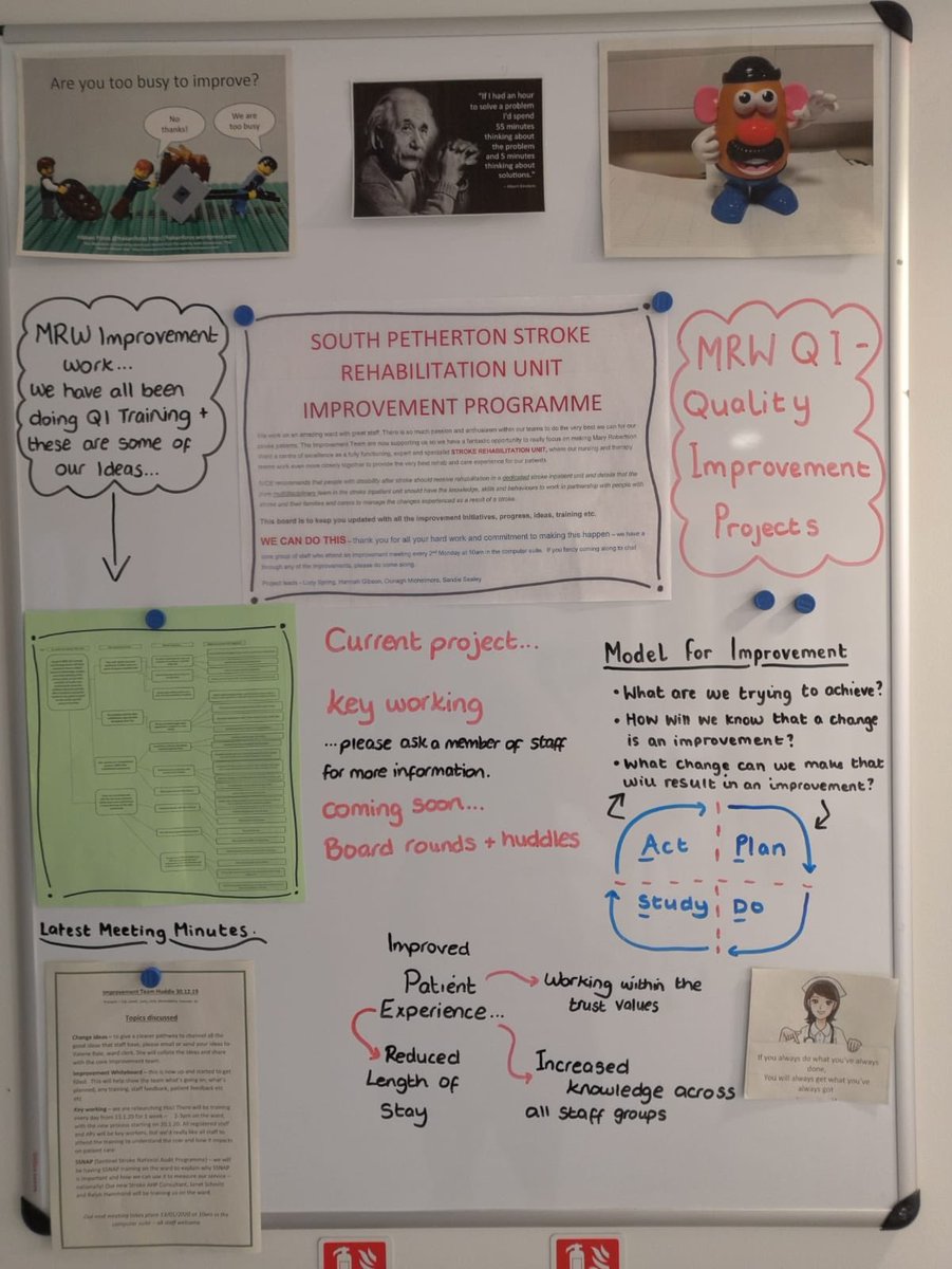 NurseHannah5's tweet photo. #qualityimprovement is the key focus currently at SPCH working towards better ways of working in #stroke services 
Our new board is now active and Im excited to see it change and evolve as we progress along our #pdsa cycles @somersetstroke @Sister_Helen_ https://t.co/wmolh3YE7M