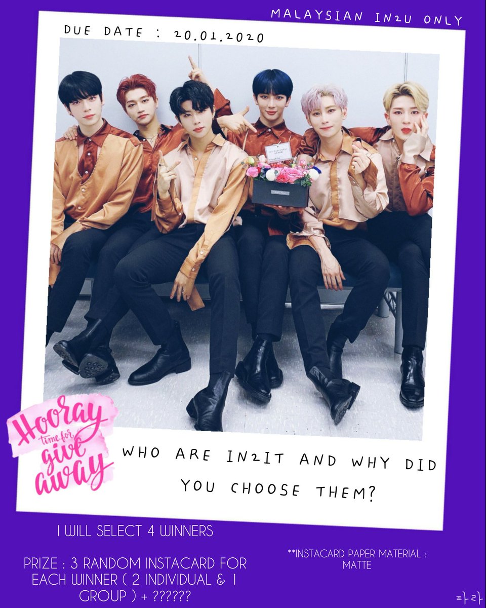 nfarahhhhh_'s tweet photo. IN2IT INSTACARD GIVE AWAY FOR MALAYSIAN IN2U ONLY..
Due date : 20.01.2020
**Next time i'll try to make GA for International IN2U too~~
IN2U fighting !!
#IN2IT #IN2U #IN2IT_Instacard_GA https://t.co/3N4QWPR2pd