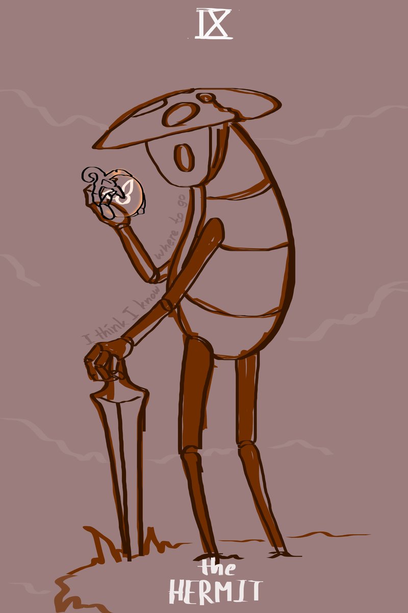 Topesli's tweet photo. I'm not saying I'm doing a Hollow Knight Major Arcana, I'm just... doing some test sketches. 

#HollowKnight #Quirrel #sketch https://t.co/ohIQkT4lPU