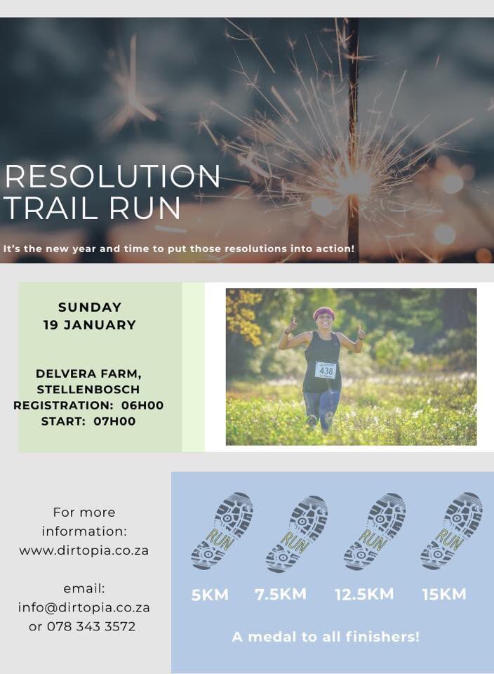 Pre-enter now for the #resolution #TrailRun 19 Jan <a href="/Delvera/">DelVera</a> Four distances from 5km to 15km for all levels. First in <a href="/FalkeSA/">FalkeSA</a> series presented by <a href="/SportsmansW/">Sportsmans Warehouse</a> #summer #medals #gorun #goals