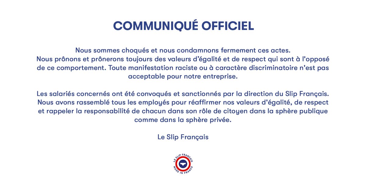 LeSlipFrancais's tweet image. Notre position suite aux faits diffusés ces derniers jours sur les réseaux sociaux.