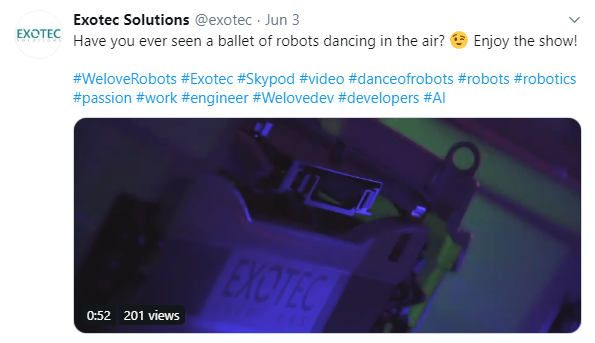 exotec's tweet photo. [#retrospective2019 #2] Découvrez la suite des moments forts pour #Exotec sur cette année 2019 ! 

#Logimat #BestProduct #DanceofRobots #campagneaffichage #DavidaGoliath #Raise #supplychaindufutur https://t.co/RpFFW9HXEm