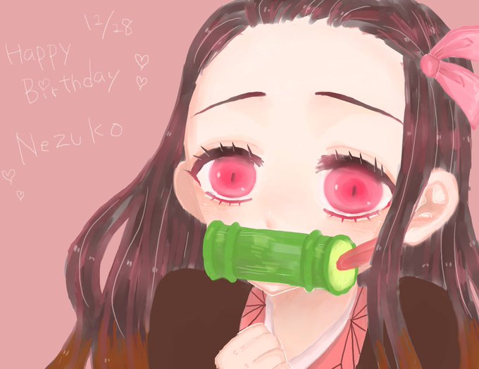 なめこさんがTwitterに投稿した竈門禰豆子(鬼滅の刃)のイラスト。