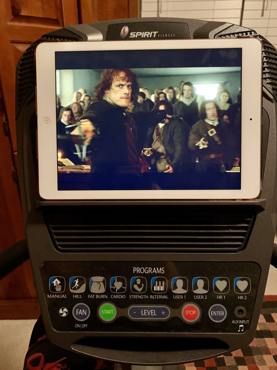 KariFitzgerald's tweet photo. @MyPeakChallenge @SamHeughan
“The first man forward will be the first man down.” ⚔️ 
Up early and completing Day 2 of my January #PeakStreak! Might as well enjoy some #Outlander while cycling! 💪🥰🏴󠁧󠁢󠁳󠁣󠁴󠁿 
#MPC2020 https://t.co/fp1DlAjk8R