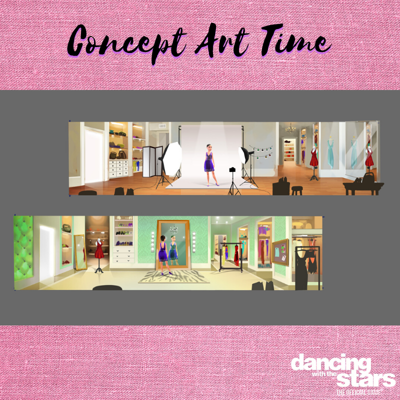 dwtsthegame's tweet photo. Concept art time!
Here are some more initial representations of the wardrobe screen - pretty glamorous right? #DWTS #DWTSGame https://t.co/2nVboGugbO
