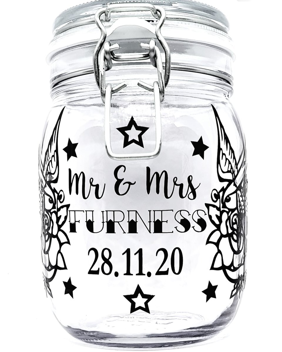 rebelsoul_uk's tweet photo. A personalised wedding memory jar I did a while back. These are great as an alternative to a guest book.

#gothicwedding #tattoobride #tattoowedding #alternative #alternativeguestbook https://t.co/6BG3MjCTMN