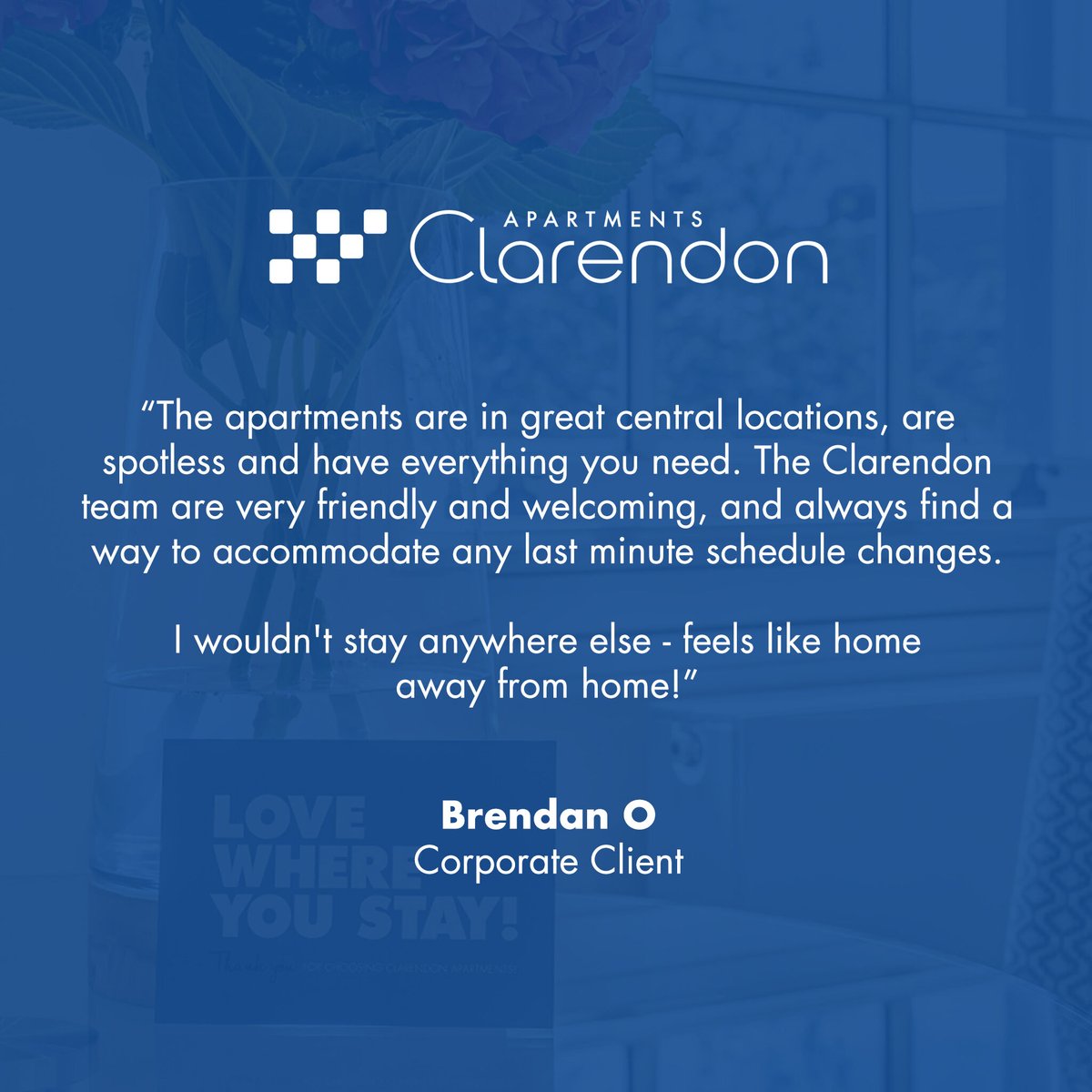 clarendonapts's tweet photo. "The apartments are in great central locations, are spotless and have everything you need. The Clarendon team are very friendly and welcoming, and always find a way to accommodate any last minute schedule changes. I wouldn't stay anywhere else!" - Brendan O, Corporate Client https://t.co/4muGXm9R5t