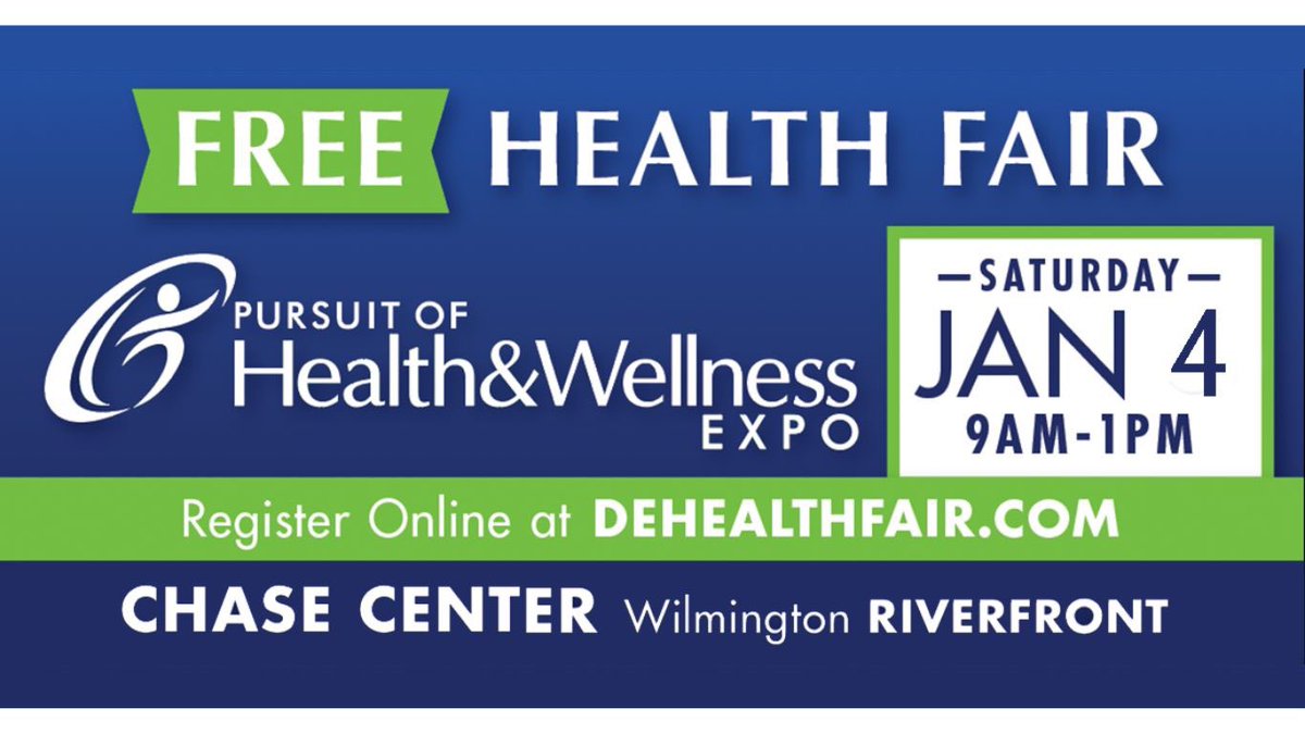 Hey Delaware - are you trying to get healthy in 2020? Tomorrow is our annual #DEHealthFair from 9AM - 1PM at the Chase Center. 

It’s totally free, and this year, we’re holding our first ever Healthy Living Speaker Series! Come hear from some awesome local experts #NetDE #inWilm