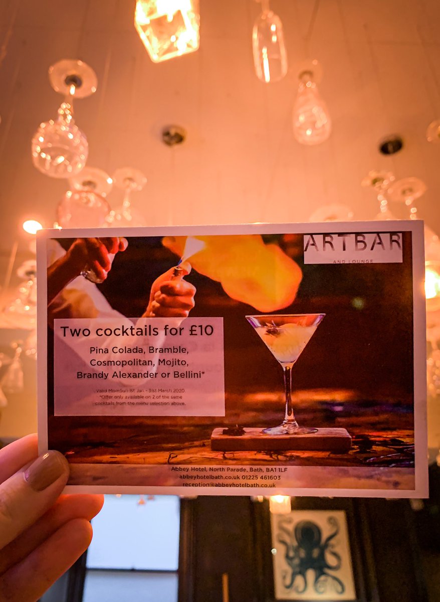 2-4-£10 cocktails from a selected menu ALL DAY EVERY DAY during January at the ArtBar! 🍹🍸