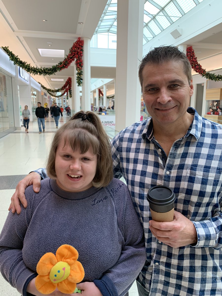 Gabriella approached an elderly lady at South Hills Village Mall who had a sunflower on her walker and asked if she liked sunflowers. A couple minutes later the lady’s granddaughter came into Disney store and gave it to Gabriella. It moved me to tears. #specialneeds