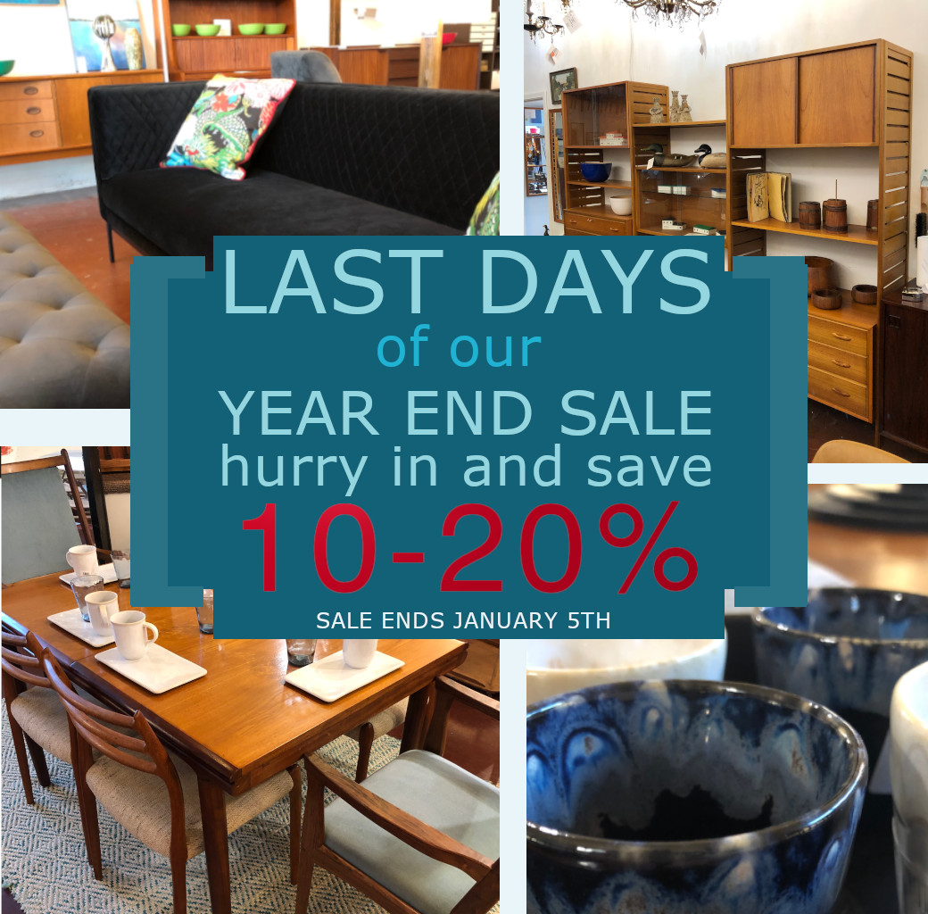 Happy Friday! Our big Year End Sale event ends on January 5th! Start the new year with a great new look. Save 10-20% off furniture for every room! #midcenturymodern#portlandoregon#sale#Save#Shopping#vintagefurniture#shopsmallpdx#buylocal#europeanfurniture#interiordesign