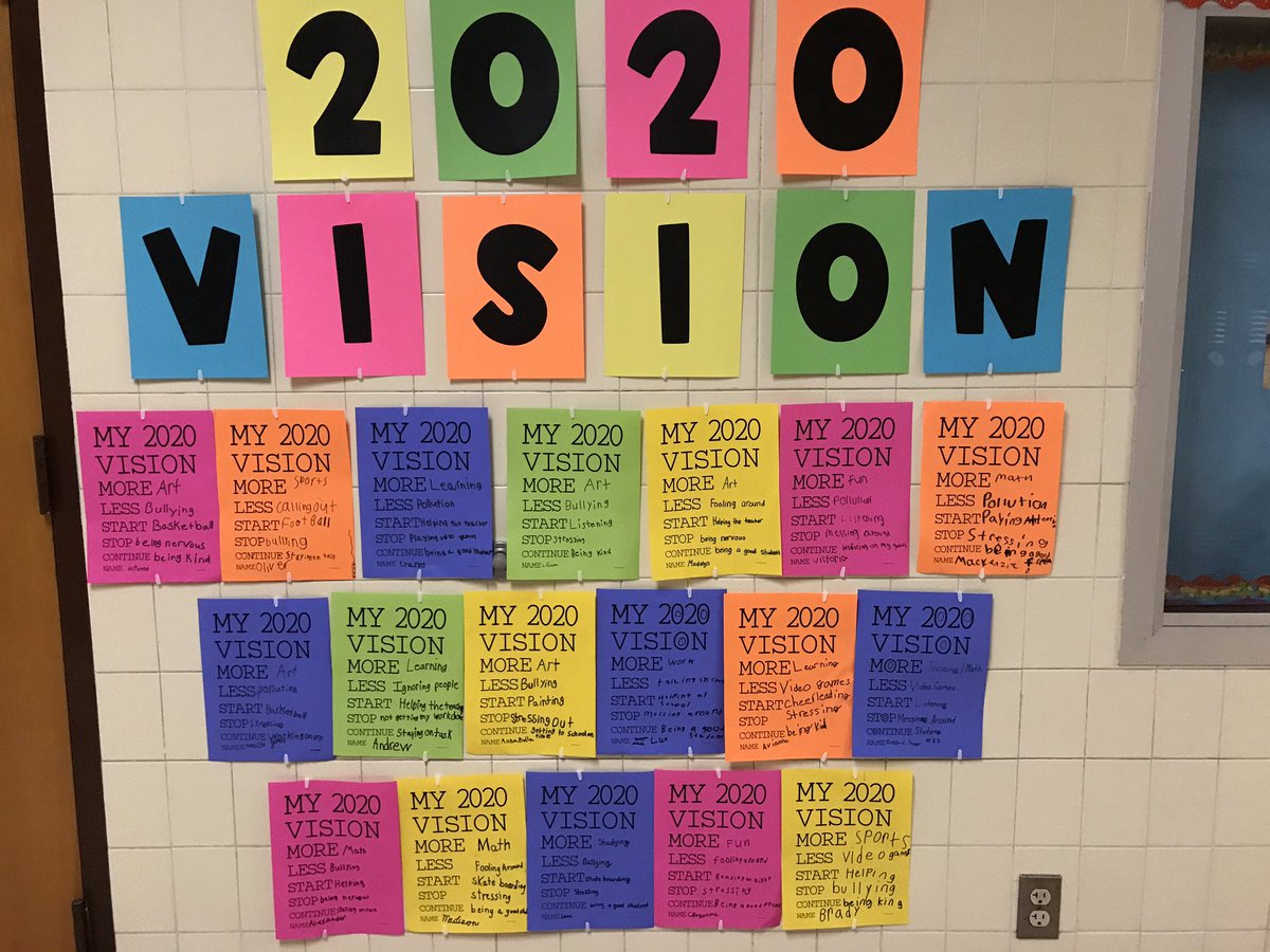 statelinerPES's tweet photo. Students in Mrs. Jacobsen’s third grade class look toward the future as they list their Visions and Goals for 2020. https://t.co/2qnYqc1WMR
