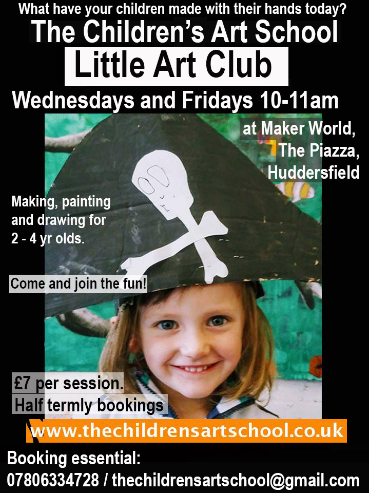 Look out Huddersfield! Little Art Club is at the <a href="/PiazzaHud/">Piazza Centre HD</a>  Shopping centre starting 16th January. Brilliant fun for your creative pre-schoolers. Book your place for Wednesdays or Fridays 10-11am <a href="/cr8tivekirklees/">Creative Kirklees</a>  <a href="/KirkleesLibrary/">Kirklees Libraries</a> <a href="/HuddsArtGallery/">Huddersfield Art Gallery</a> :)