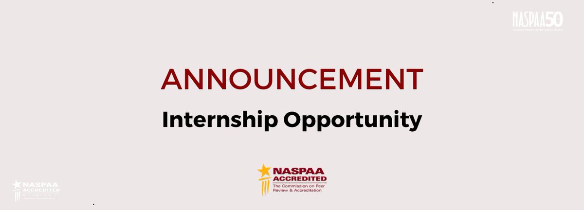 naspaa's tweet photo. #NASPAAprofs send us your students! Exciting internship opportunity at NASPAA in global higher ed and accreditation: https://t.co/3eC8nBaUYT https://t.co/OVm0JzrVfe