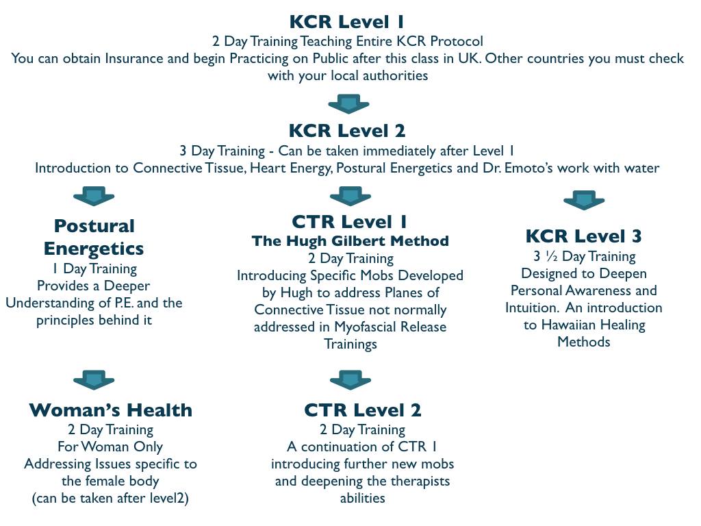 KineticChainR's tweet photo. Curious about KCR? If you’re thinking of training as a KCR practitioner, here are the levels and options available to you - although you can start giving treatments after just two days of training at KCR level 1! #KCR #kineticchainrelease https://t.co/JQQeIH349a