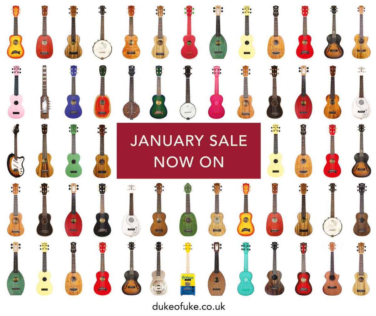 DukeofUkeLondon's tweet photo. January Sale Now On - Save up to 30% off selected Ukuleles this weekend while stocks last! https://t.co/liTIKMMGVb https://t.co/fb4vsnciRj