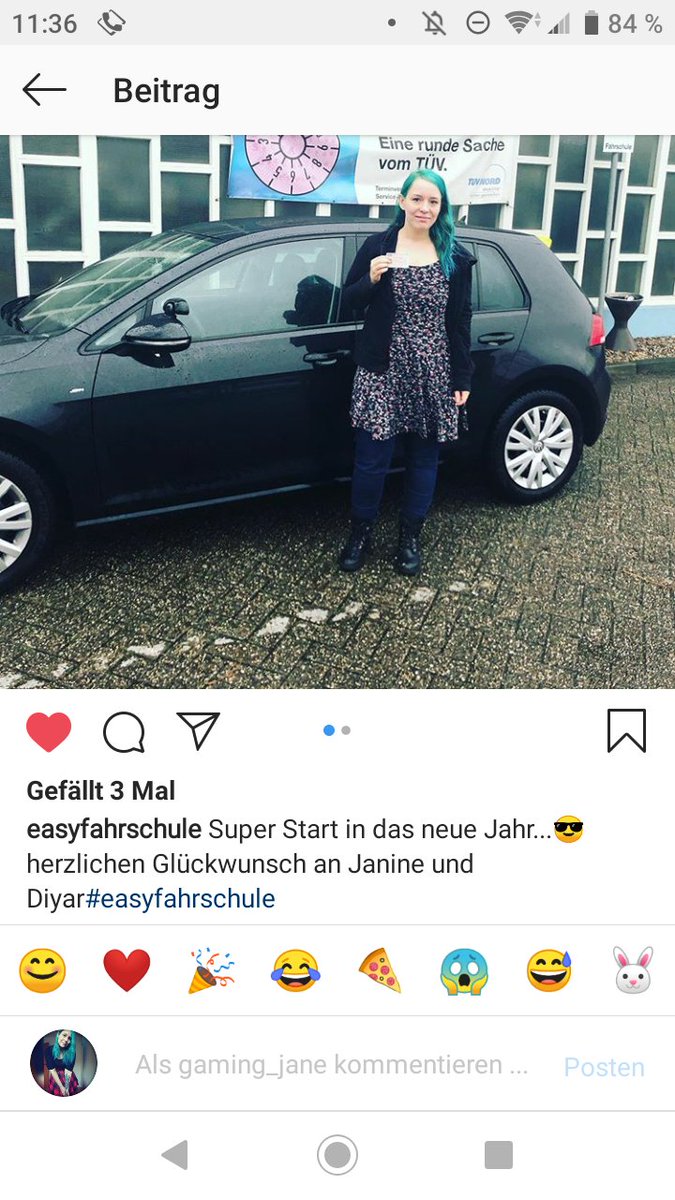 GamingJane's tweet photo. Ich hab heute meine Prüfung bestanden und darf ab jetzt die Straßen unsicher machen! Besser kann das Jahr nicht starten 🎉 heute Abend gibt's Pizza zur Belohnung 🍕 https://t.co/Wea8KBjacJ