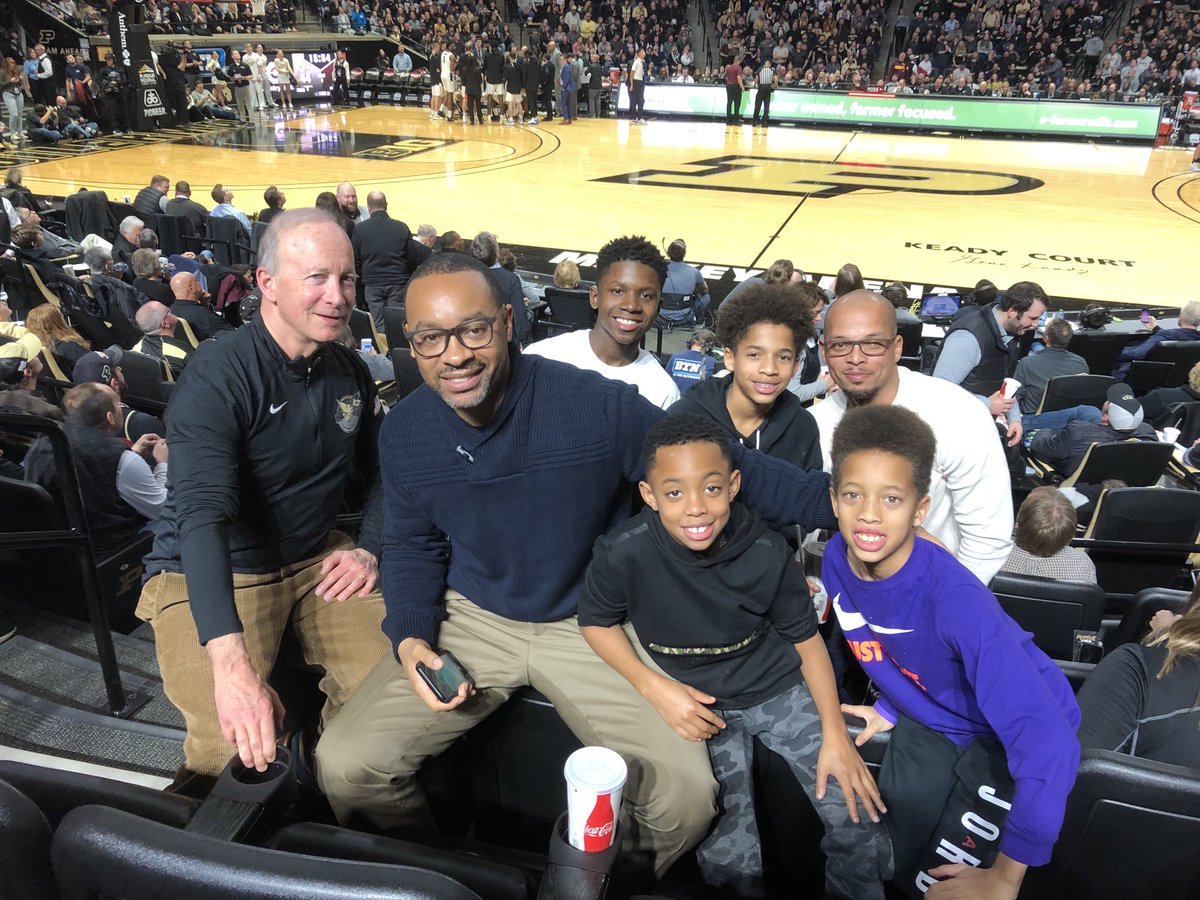 Brutal game last night. Tk goodness my old friend Jamal joined me and brought these excellent asst coaches (and I hope future Boilers) to help pull it out in 2OT