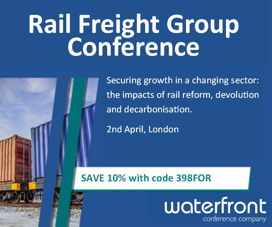 Freightonrail's tweet photo. Receive latest updates on changes to the freight industry, as well as the opportunity to network with senior rail professionals, at 28th Annual RFG Conference on April 2nd. Freight on Rail contacts save 10% using code 398FOR – find out more now: https://t.co/7rVsKomn2I #RFGconf20 https://t.co/lozn1U2P13